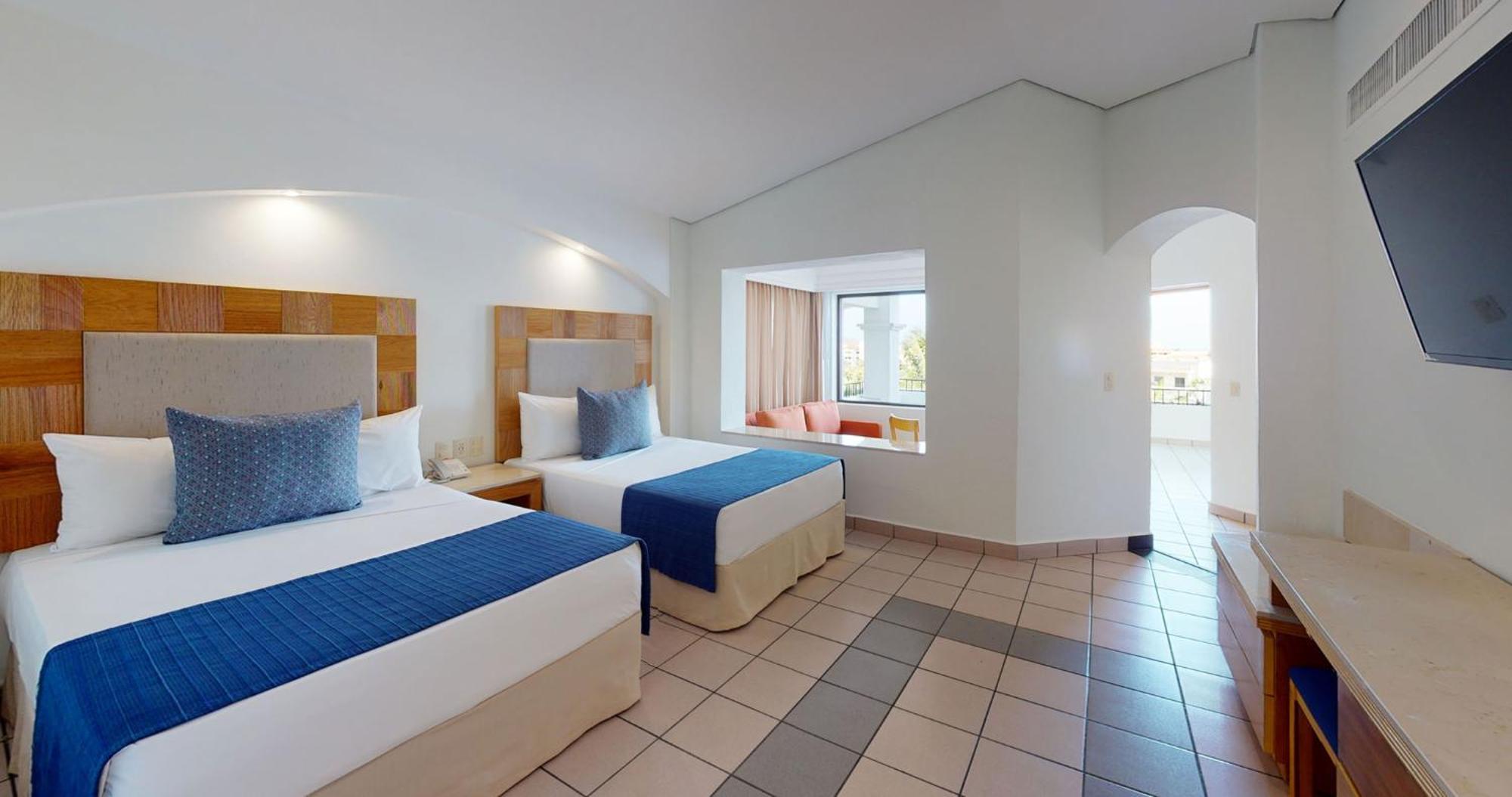 Double Room with Two Double Beds, Sofa Bed, Terrace and Ocean View
